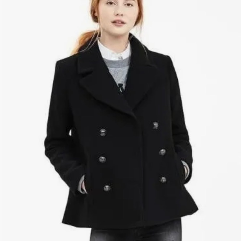 Banana Republic Italian Wool Peacoat Black size small